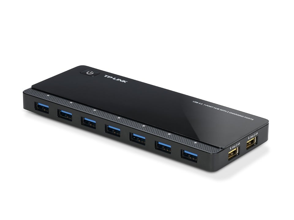 TP-LINK 7 ports USB 3.0 Hub with 2 power charge ports 2.4A Max Desktop a 12V/4A power adapter included