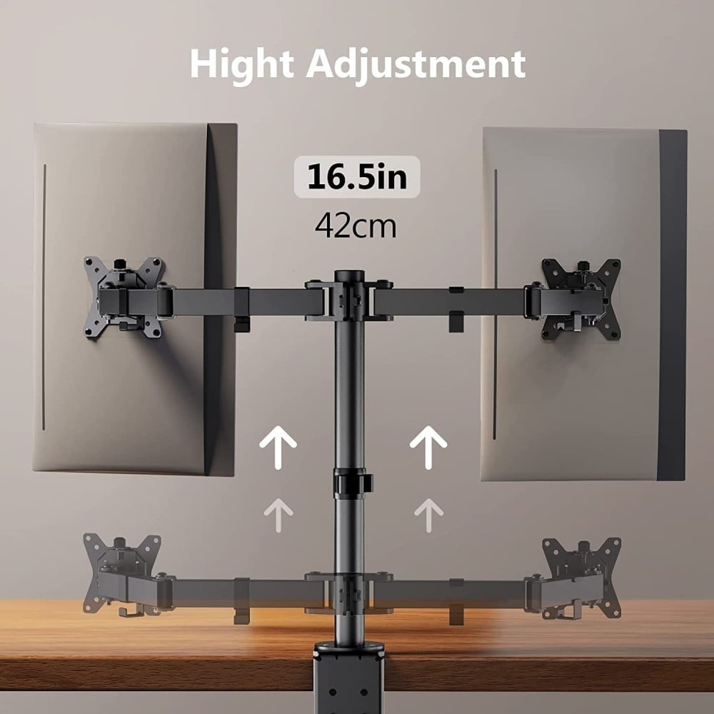 Techly ICA-LCD 582-D Support de Moniteur Double 13-32” LCD 8kg Bureau Rotatif