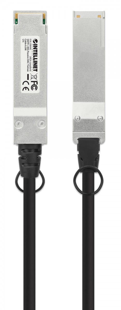 Intellinet 508490 câble InfiniBand et a fibres optiques 0,5 m QSFP+ Noir, Argent