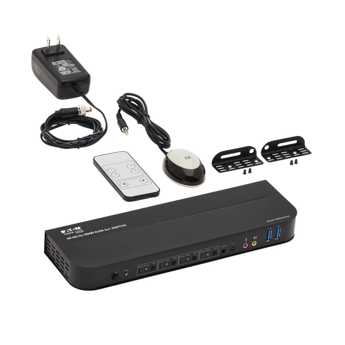 EATON TRIPPLITE HDMI USB KVM Switch 4-Port 4K 60Hz HDR HDCP 2.2 IR USB Sharing KVM/audio/USB switch 4xKVM/audio/USB