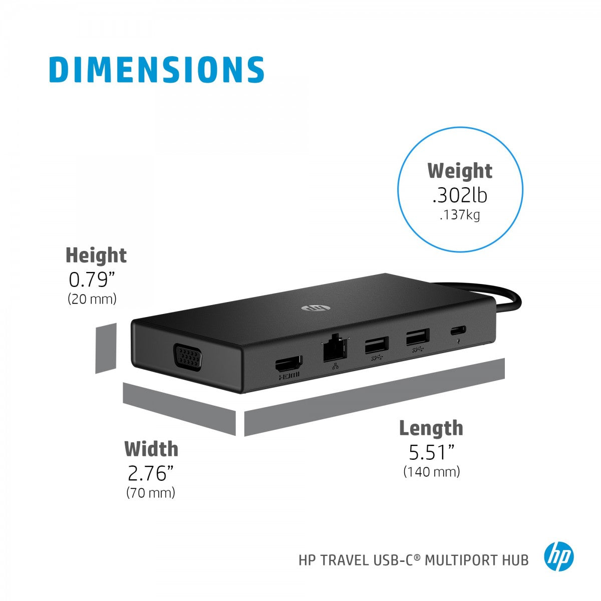 HP Travel USB C Multi Port Hub