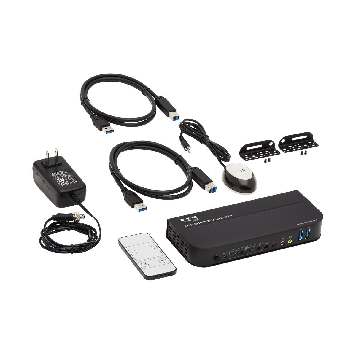 EATON TRIPPLITE HDMI KVM 2-Port 4K 60Hz 4 4 4 HDR HDCP 2.2 Support IR Remote and USB Cables KVM/audio/USB switch 2 x KVM