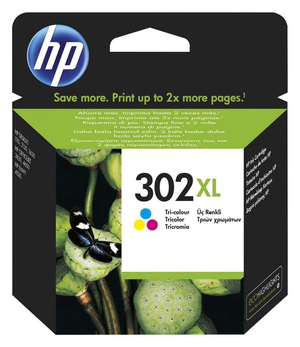 HP 302XL original Ink cartridge F6U67AE UUS Tri-color WCF (P)