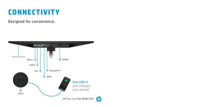 "HP E-Series E22 G4 54,6 cm (21.5"") 1920 x 1080 pixels Full HD LCD Noir, Argent"