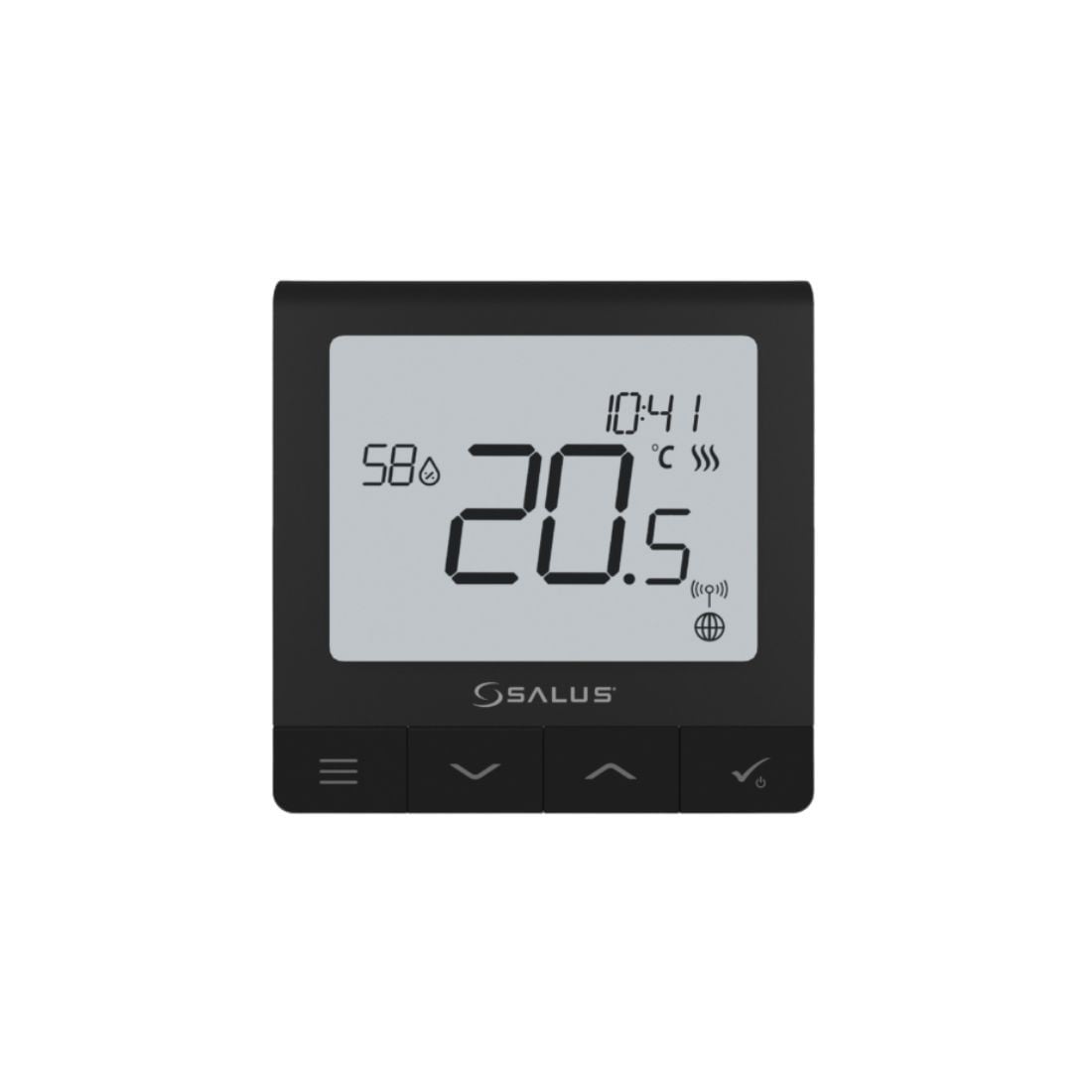 SALUS SQ610BRF Salus contrôleur de température sans fil, monté en surface Quantum, fonctionnant sur batterie, noir