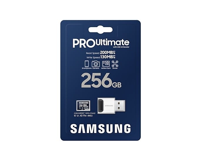 CARTE MEMOIRE SAMSUNG 256 Go MICRO-SD PRO Ultimate avec lecteur USB Classe 10 Le