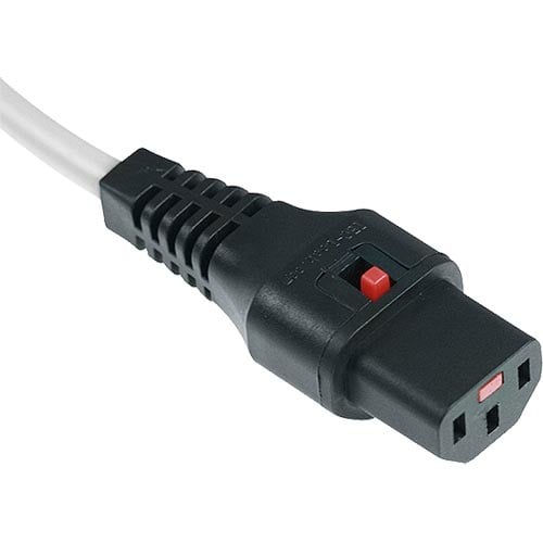 Câble d'alimentation IEC C14/IEC C13 droit M/F 1m blanc avec verrouillage IEC
