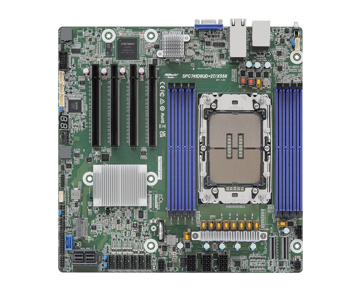 ASRock SPC741D8UD-2T/X550, 1xSKT LGA4677, 4Gen. Intel Xeon Scalable, C741, 8xDIMM, SATA, 1xM.2, 2x10GbE, IPMI