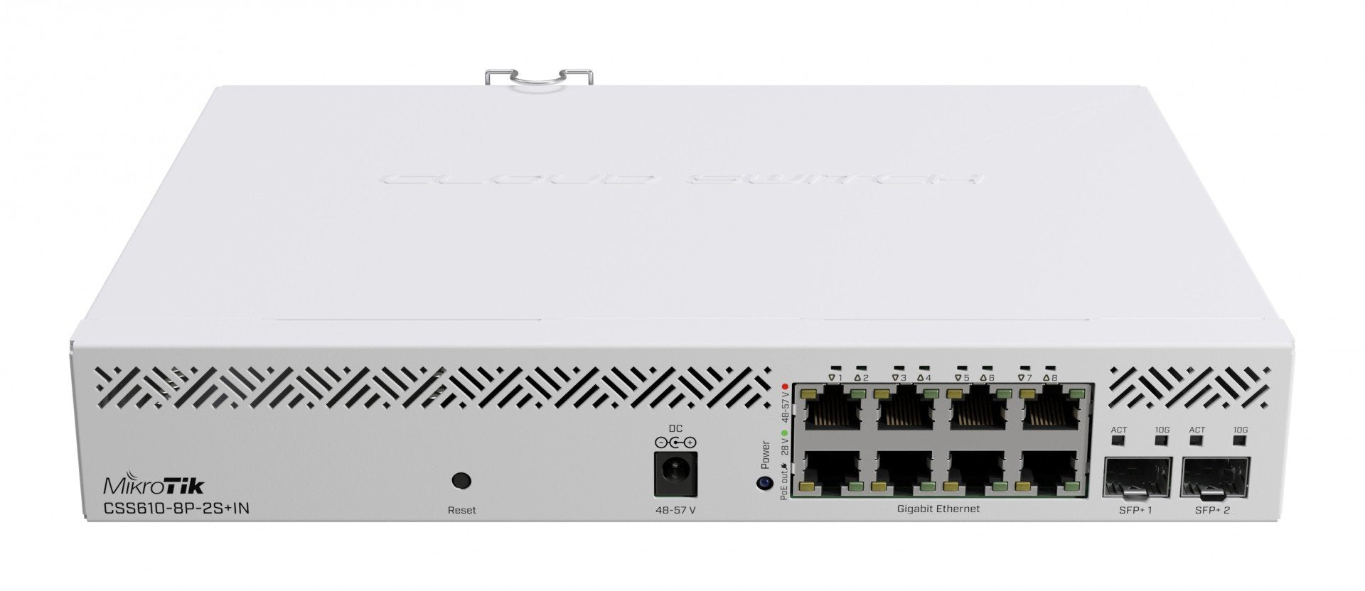 Mikrotik CSS610-8P-2S+IN commutateur réseau Géré Gigabit Ethernet (10/100/1000) Connexion Ethernet, supportant l'alimentation via ce port (PoE) Blanc