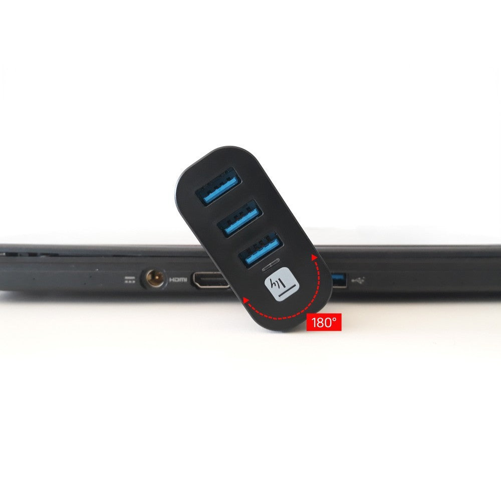 Techly IUSB3-HUB3-ROTB Hub USB 3.0 3 ports avec connecteur USB-A rotatif