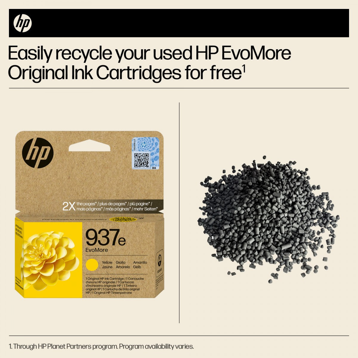 HP 937e EvoMore Yellow Original Ink Cartridge cartouche d'encre 1 piece(s) Rendement élevé (XL)