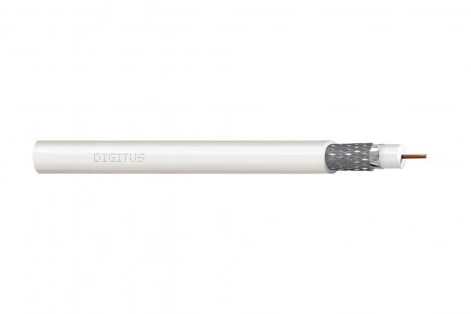 Coaxial cable DIGITUS RG-6, 75 Ohm, shield (2 x foil + 77% coverage braid), Eca, PVC, 305m, white, reel