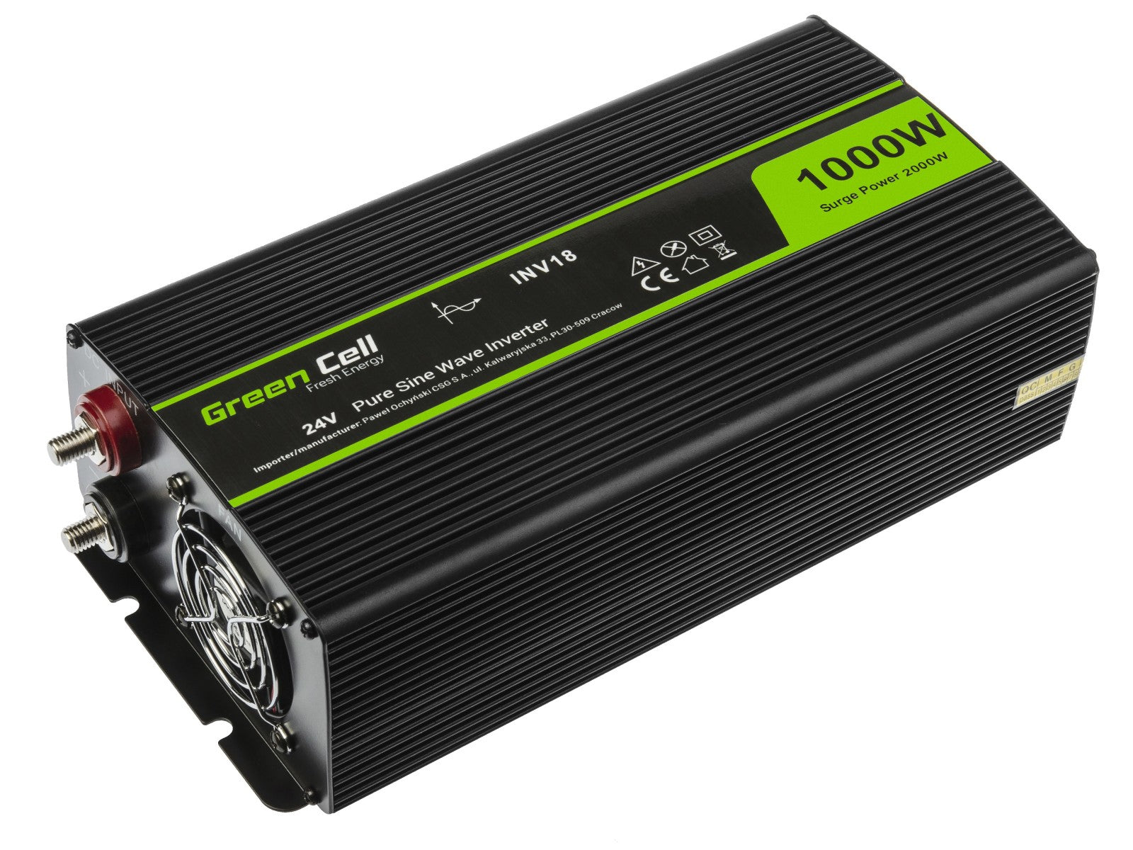 Green Cell INV18 adaptateur de puissance & onduleur Auto 1000 W Noir