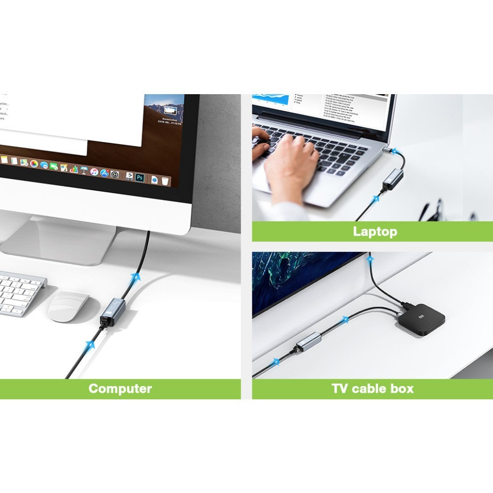 Techly IDATA USB-ETGIGA-CA Carte/Adaptateur réseau USB-C vers RJ45 Gigabit Ethernet