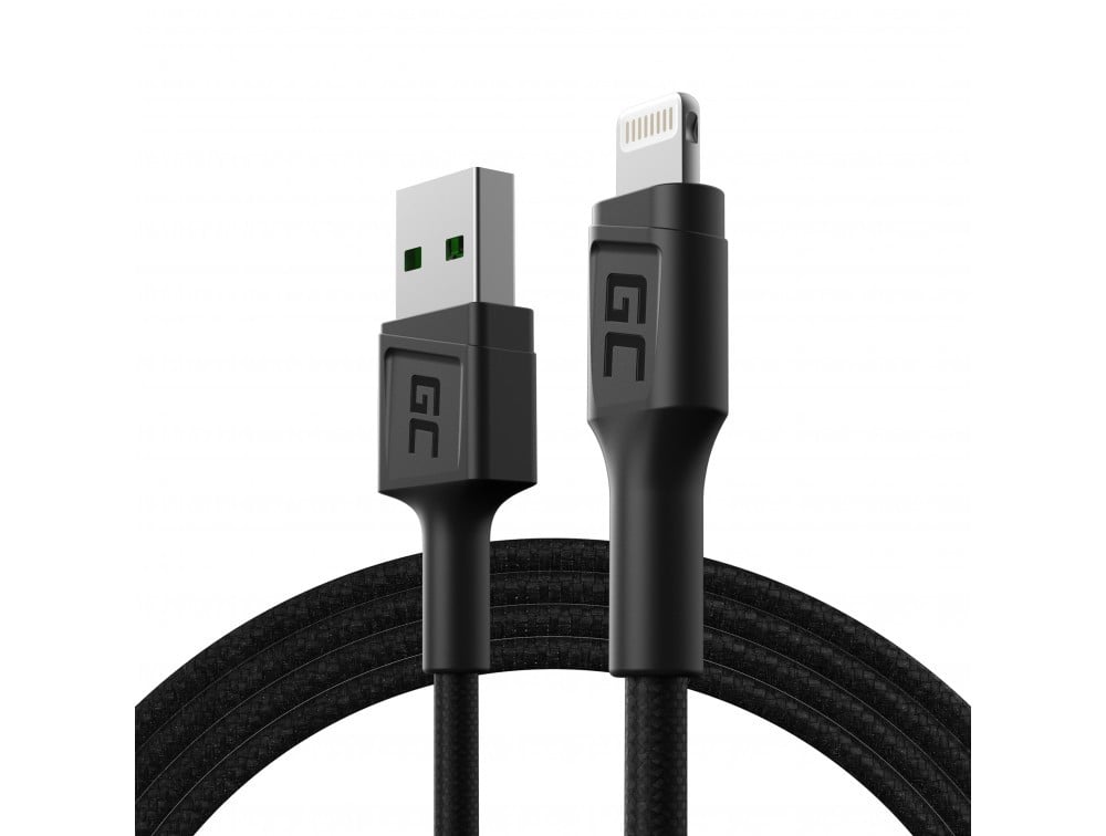 Green Cell KABGC21 câble Lightning 1,2 m Noir