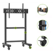 Techly ICA-TR533BK Support TV mobile 60-86” jusqu'a 68kg étagere AV réglable