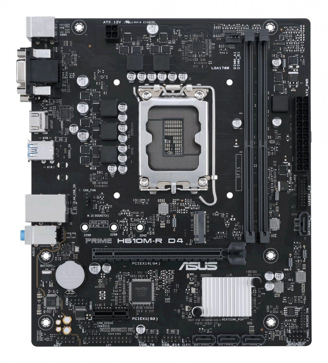 ASUS PRIME H610M-R D4 Intel H610 LGA 1700 2DDR4 1xPCIe 4.0/3.0 x16 1xM.2 4xSATA 6Gb/s 4xUSB 3.2 microATX MB
