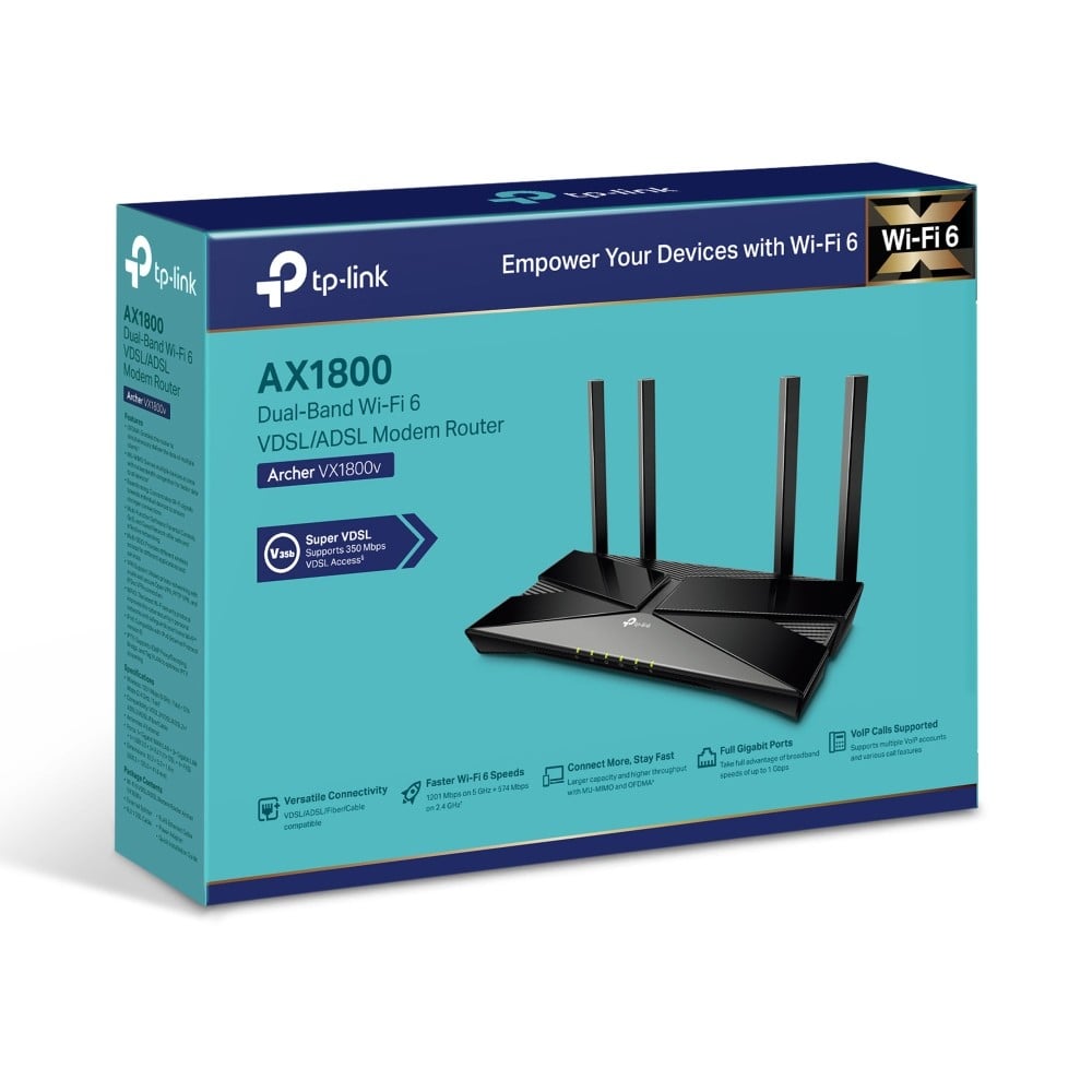 TP-Link Archer VX1800v routeur sans fil Gigabit Ethernet Bi-bande (2,4 GHz / 5 GHz) Noir