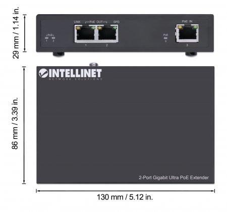 Intellinet 561600 prolongateur réseau Émetteur réseau Noir 10, 100, 1000 Mbit/s