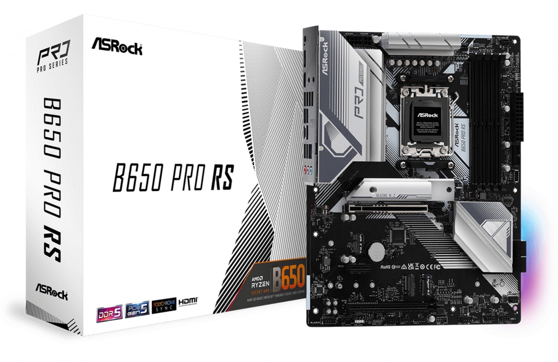 ASRock B650 PRO RS Carte mere ATX pour AMD Ryzen 7000 avec DDR5 et Ethernet 2.5 Gigabit