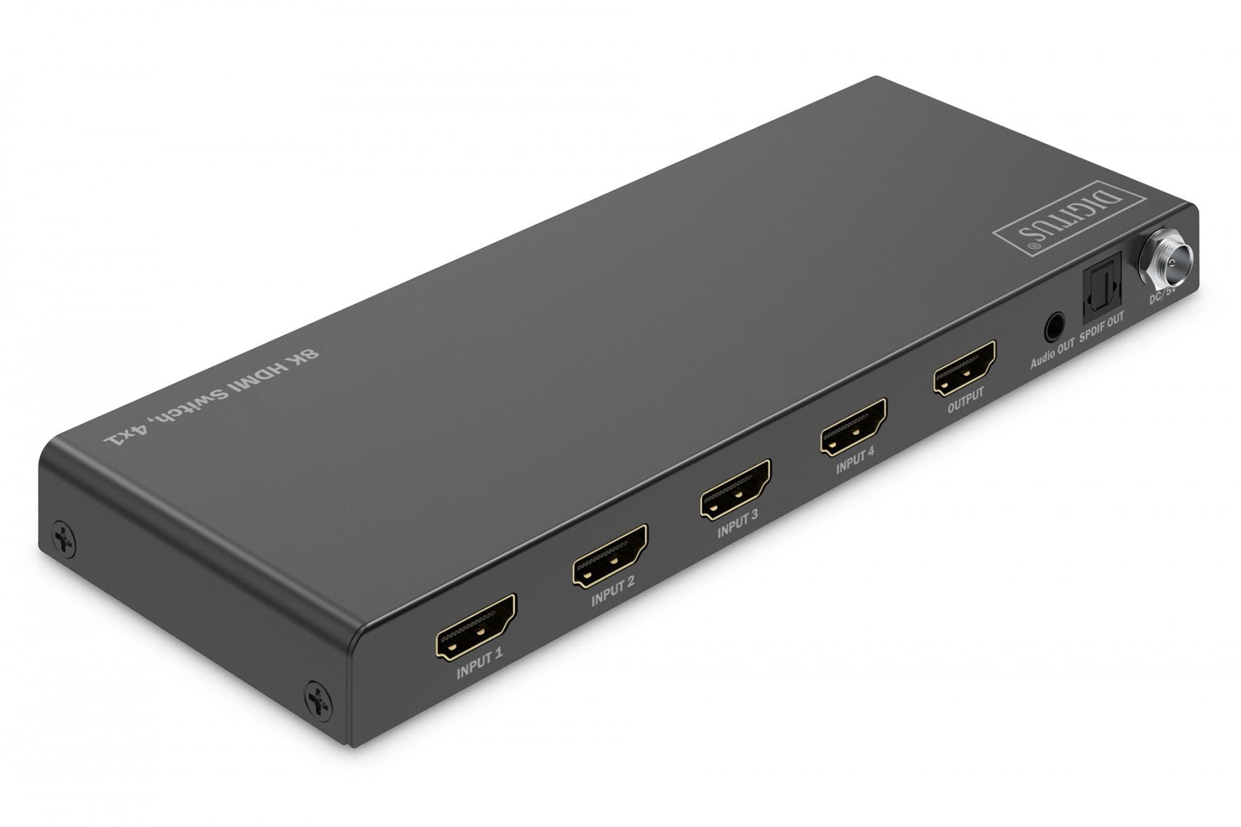 Commutateur HDMI 4x1, 8K/60Hz (4:4:4) avec HDR, 48 Gbps, HDCP 2.3, Toslink / Stéréo, EDID