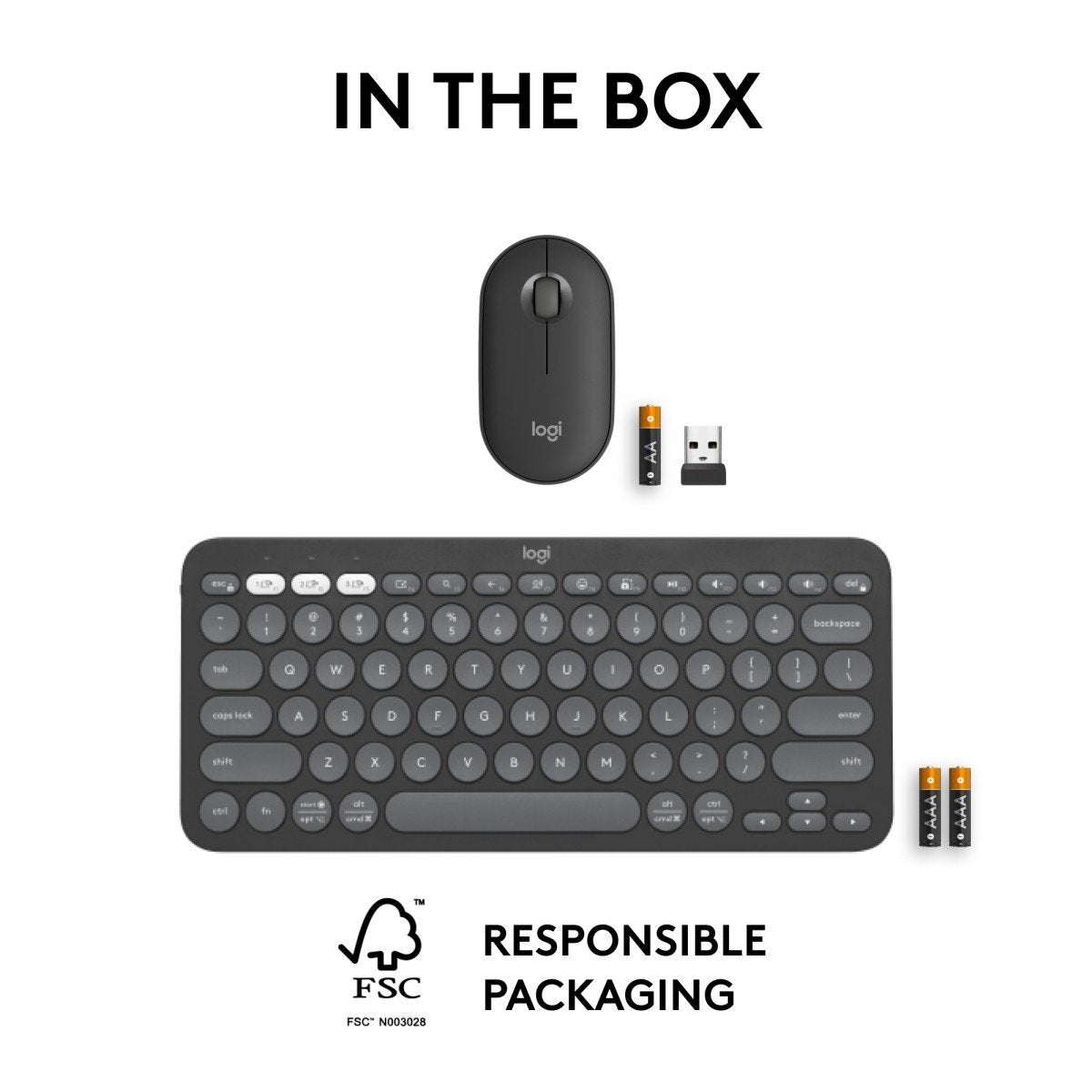 Logitech 920-012239 clavier Souris incluse Universel RF sans fil + Bluetooth QWERTY US International Graphite