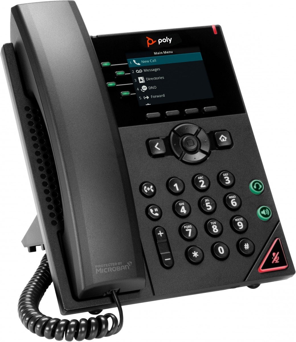 HP Poly VVX 250 4-Line IP Phone and PoE-enabled téléphone fixe Noir LCD