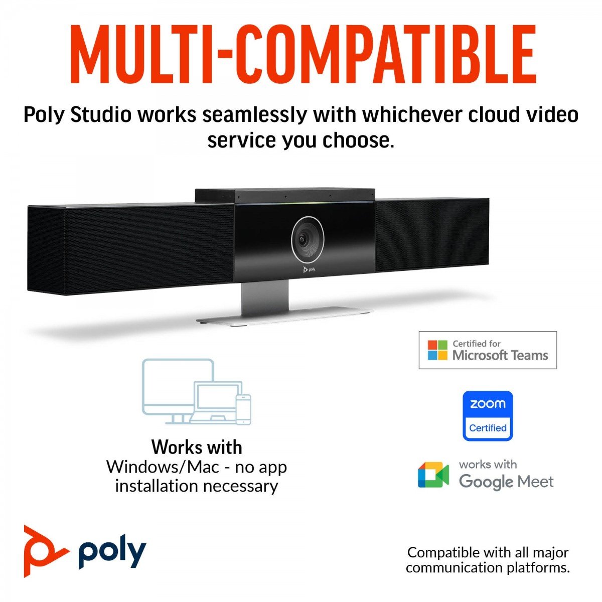 HP Poly Studio USB Video Bar Noir 3840 x 2160 pixels