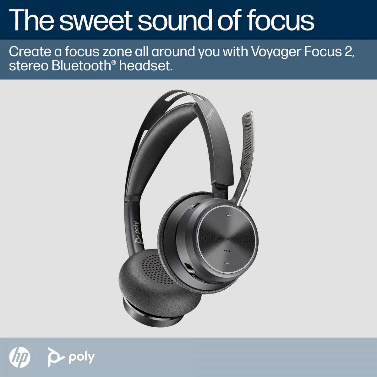 HP Poly Voyager Focus 2 Microsoft Teams Certified USB-C Bluetooth Headset +USB-C/A Adapter + Charging Stand No localization