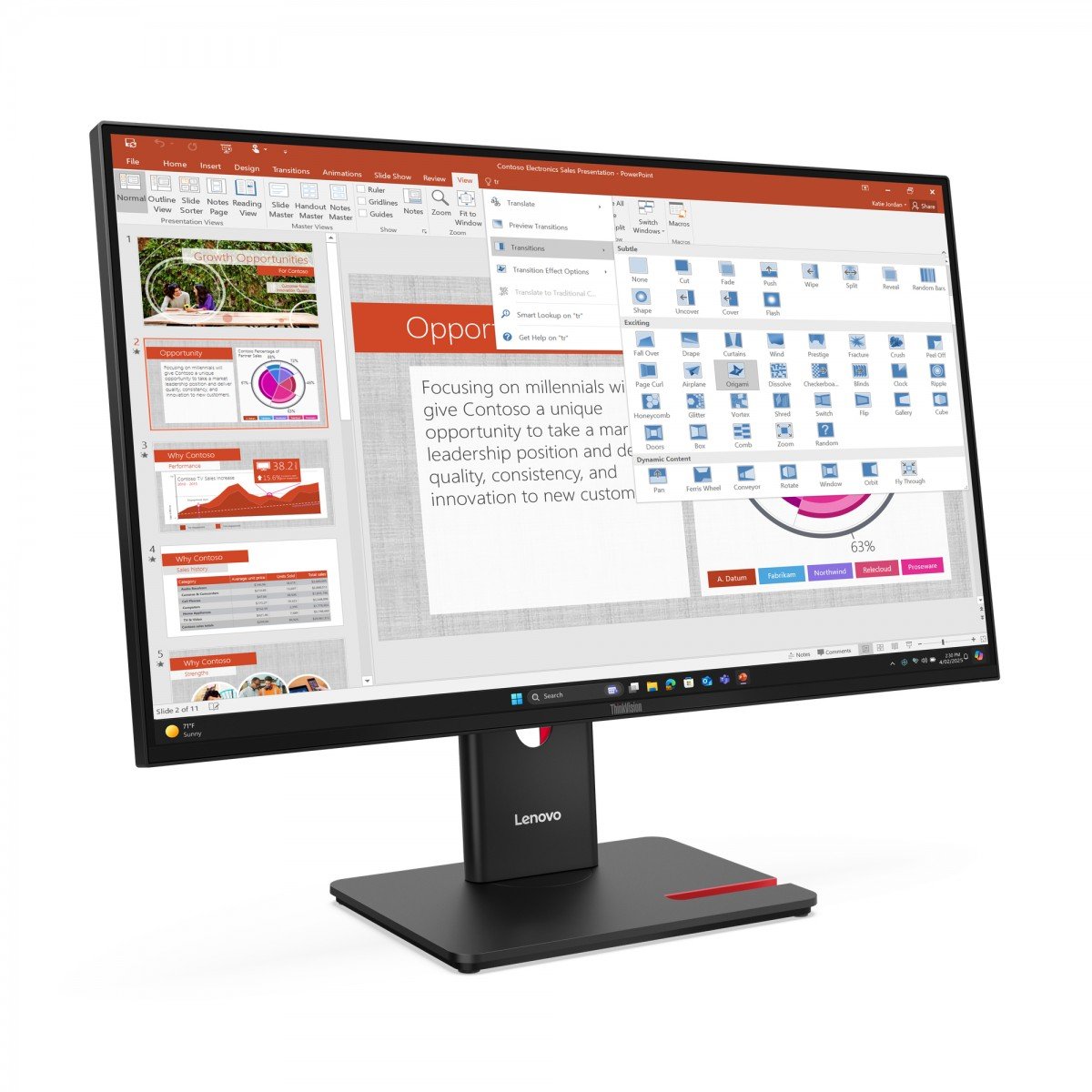 LENOVO ThinkVision T27-40 LED Écran 27p 1920x1080 Full HD (1080p) 120Hz IPS 300cd/m2 1500:1 4ms HDMI VGA DisplayPort 3y