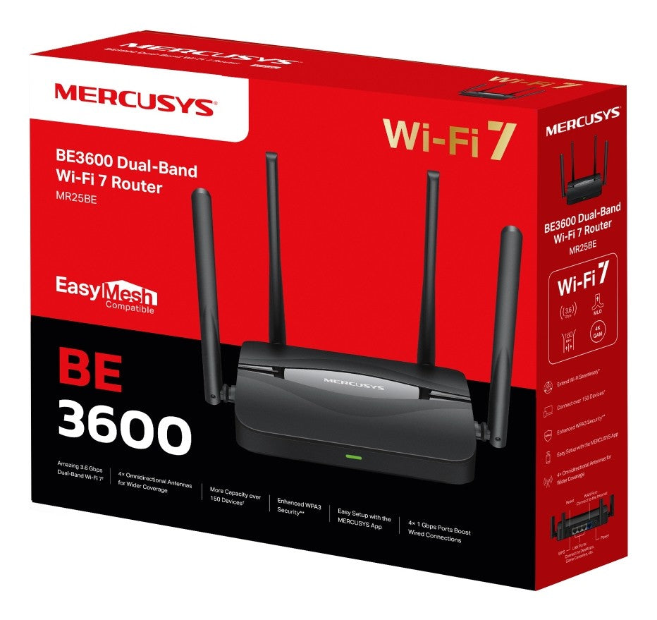 Mercusys MR25BE routeur sans fil Gigabit Ethernet Bi-bande (2,4 GHz / 5 GHz) Noir