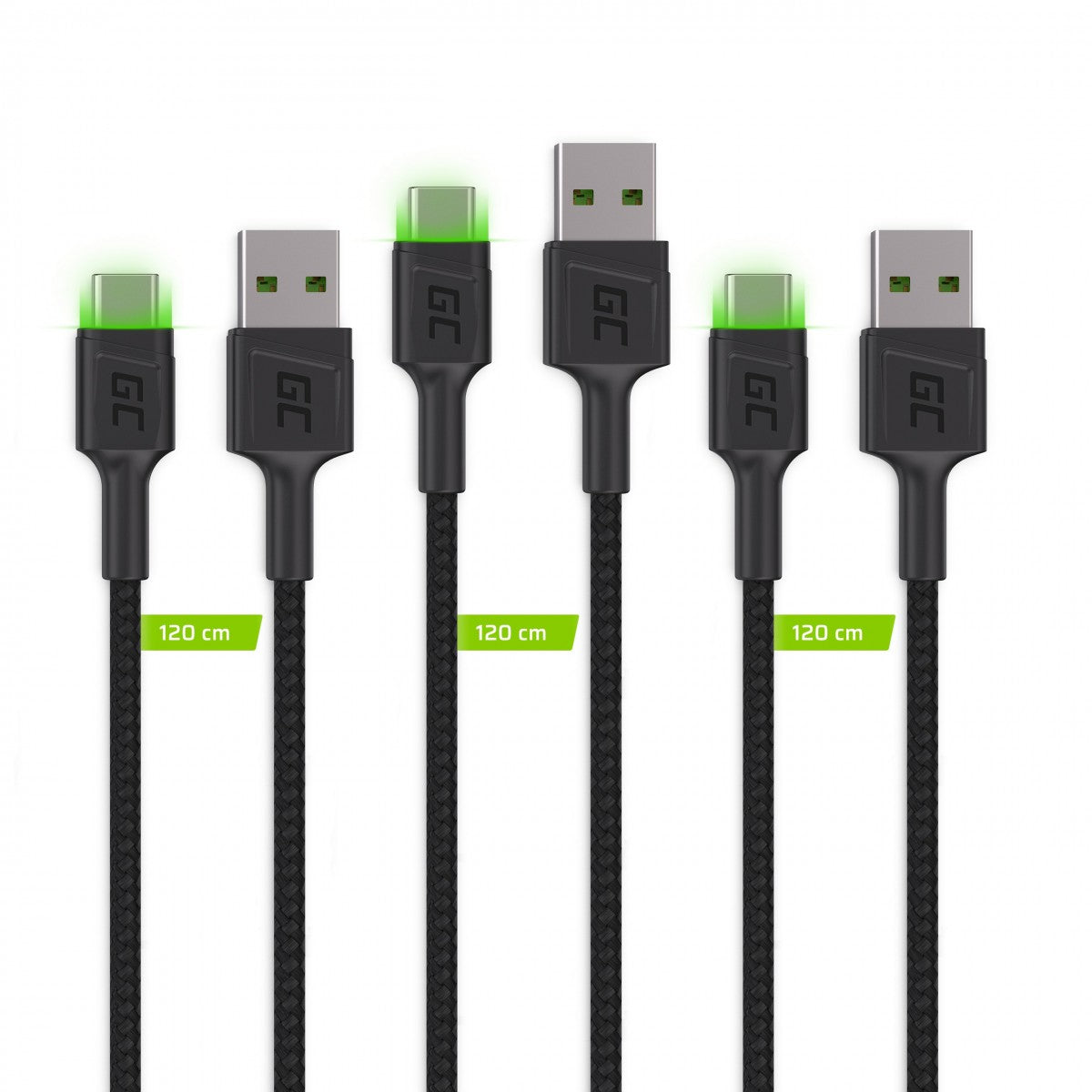 Green Cell KABGCSET02 câble USB 1,2 m USB A USB C Noir