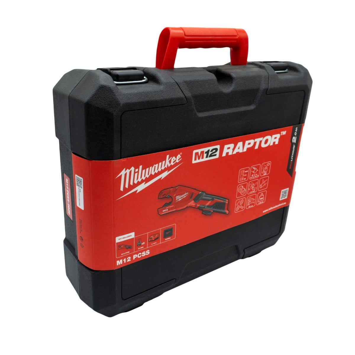 MILWAUKEE 4933479242 Coupe-tube en acier M12 Raptor PCSS-202C dans un étui avec 2 batteries et un chargeur