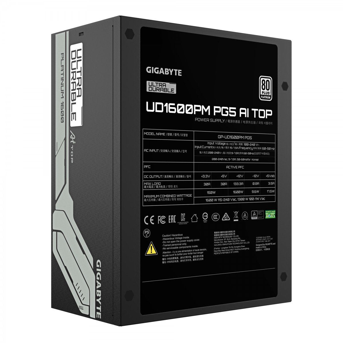 GIGABYTE UD1600PM PG5 AI TOP unité d'alimentation d'énergie 1600 W 20+4 pin ATX ATX Noir