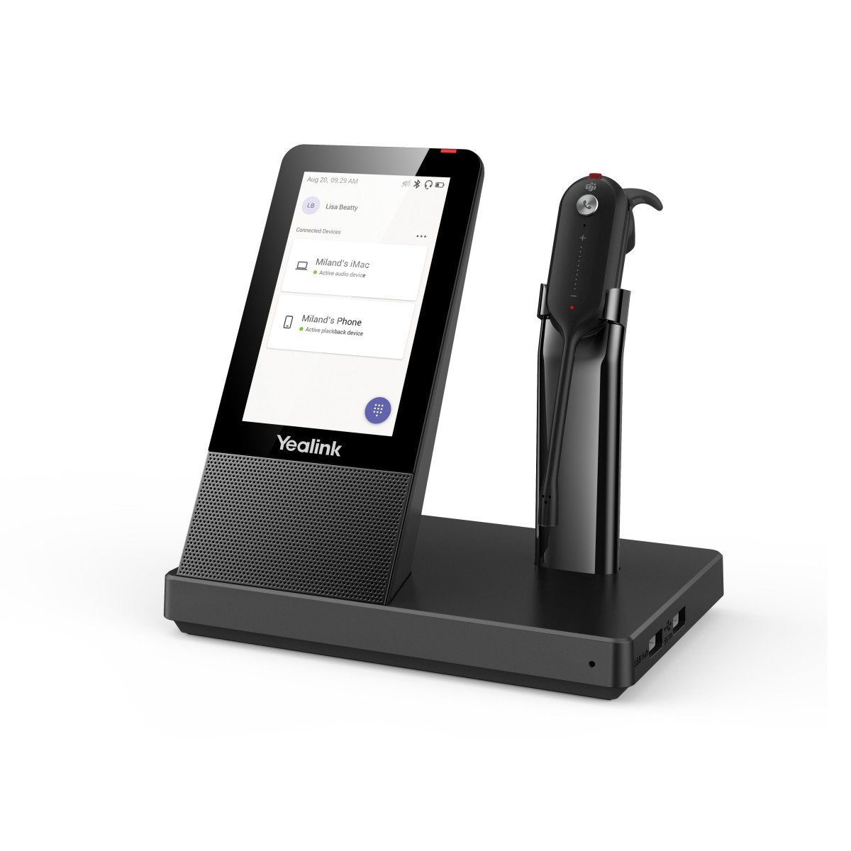 Yealink WH67 UC Sans fil Crochets auriculaires, Arceau, Minerve Bureau/Centre d'appels Bluetooth Socle de chargement Noir