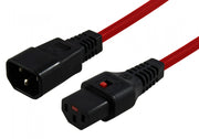 Câble d'alimentation IEC C14/IEC C13 droit M/F 1m rouge avec verrouillage IEC LOCK