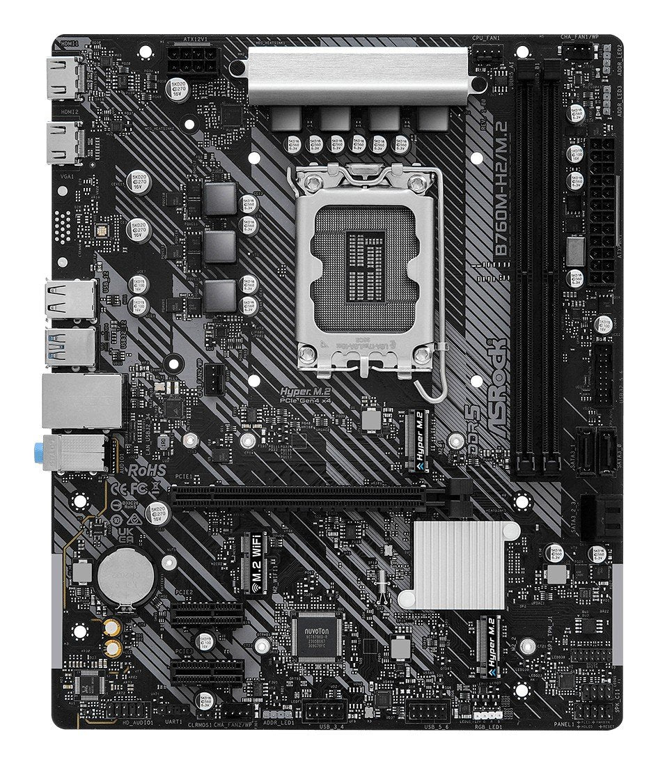 ASRock B760M-H2/M.2 Carte mere Micro ATX avec DDR5 et Ethernet 2.5 Gigabit