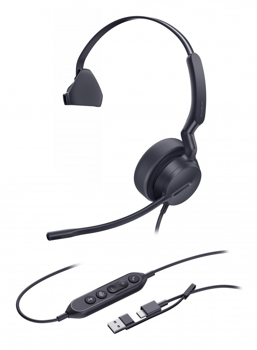 Yealink UH42 Mono Teams USB-C/A Avec fil Arceau Appels/Musique USB Type-C / USB Type-A Noir