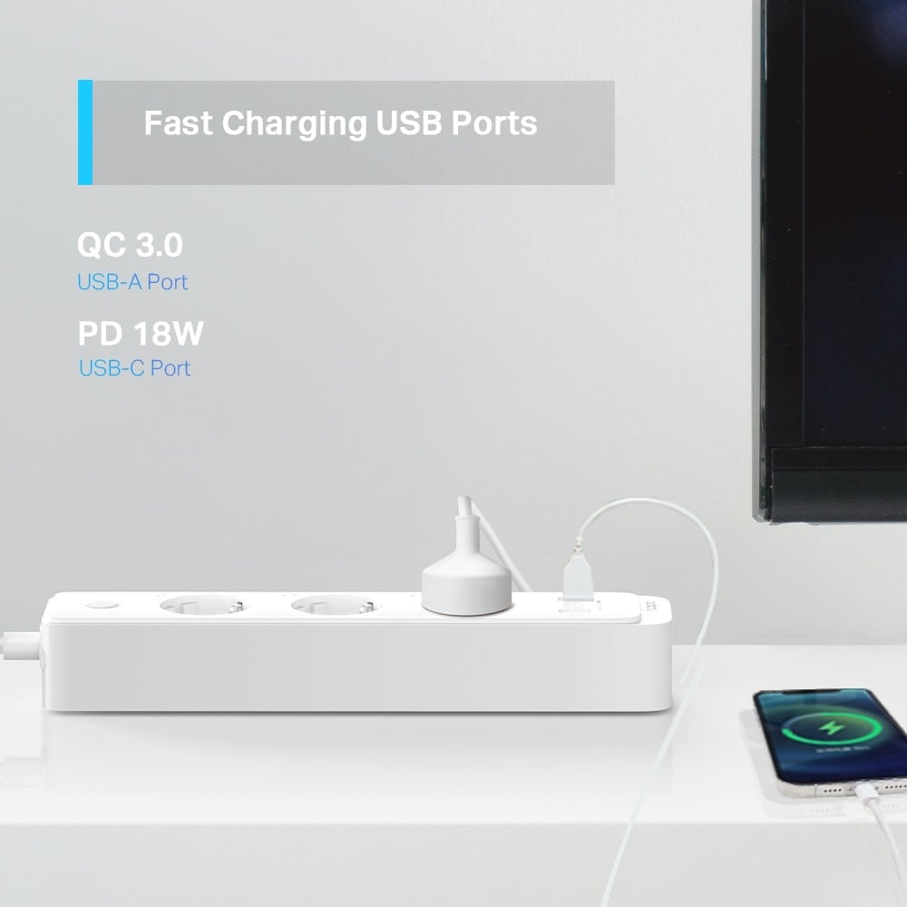 TP-LINK Smart Wi-Fi Power Strip Separately Control 3 Smart Outlets On The Power Strip via Application