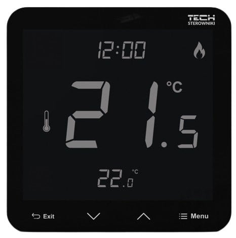 TECH-CONTROLEURS WG.11.0725 Thermostat d'ambiance R-12S filaire, noir, dédié pour rail L-X et L-12
