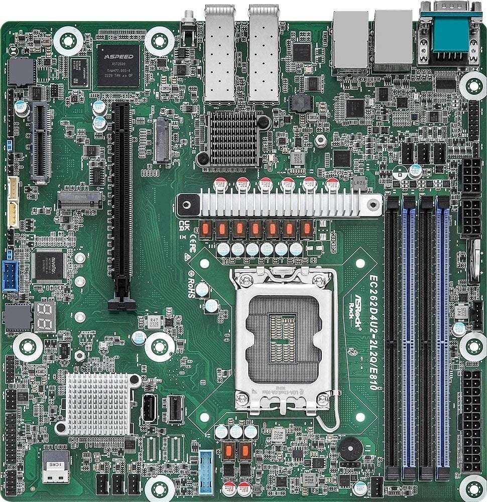 ASRock EC262D4U2-2L2Q/E810, 1xSKT LGA 1700, Intel E-2400, C262, SATA, NVMe, 1xM.2, 2x25GbE, 2xGbE, IPMI