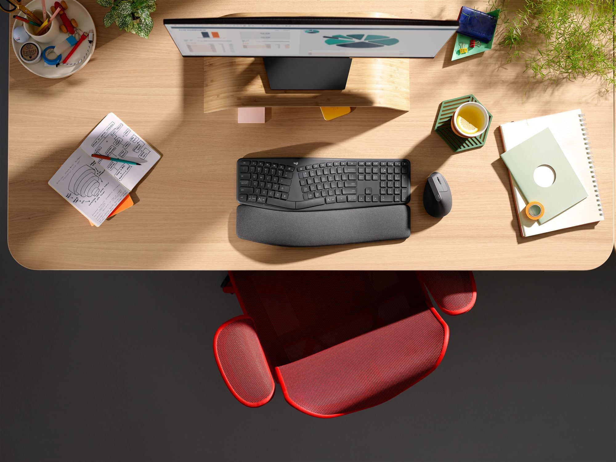 Logitech ERGO K860 clavier Bureau Bluetooth QWERTY US International Graphite