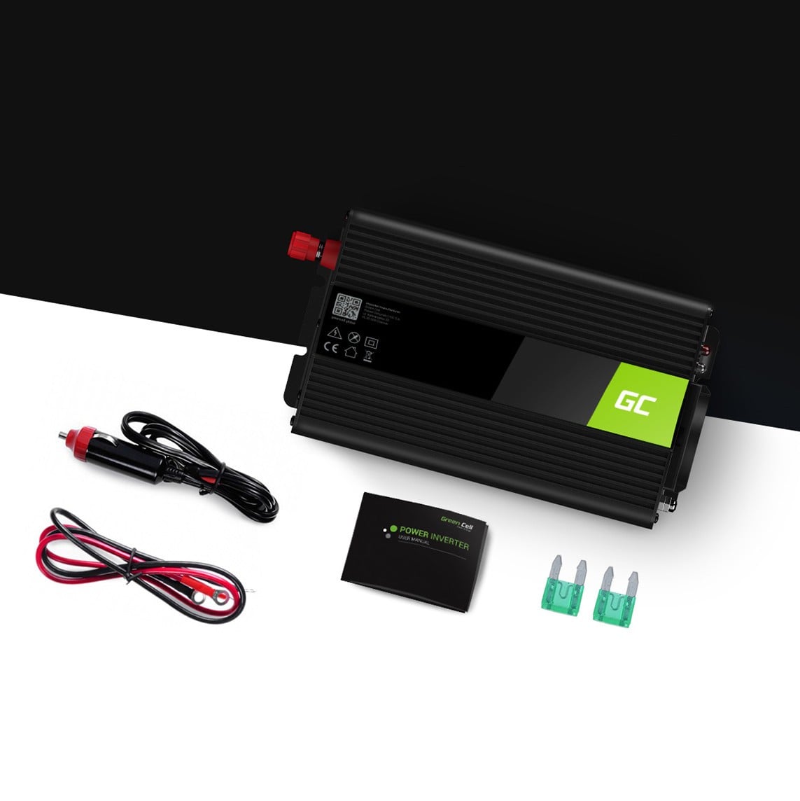 Green Cell INV02DE adaptateur de puissance & onduleur Auto 300 W Noir