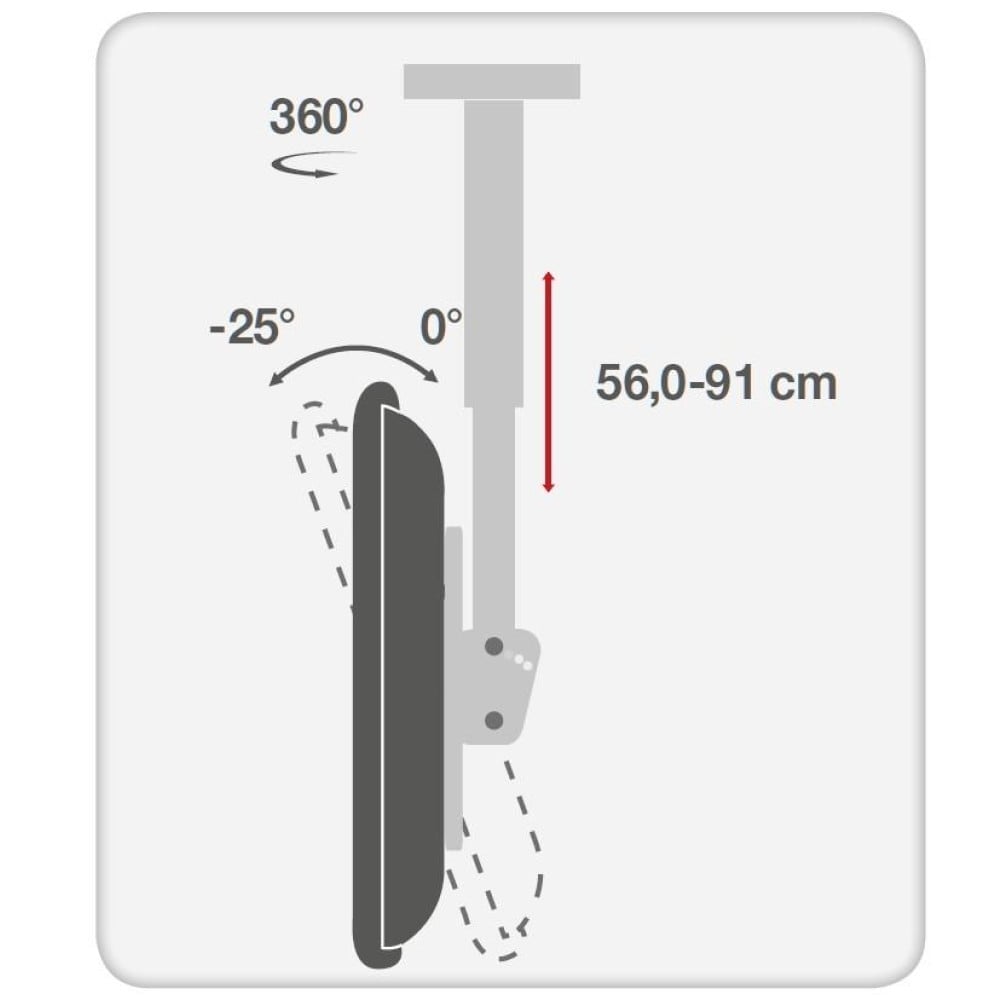 "Techly ICA-CPLB 944S Support de plafond pour TV 32-55"" LED/LCD 50kg réglable"