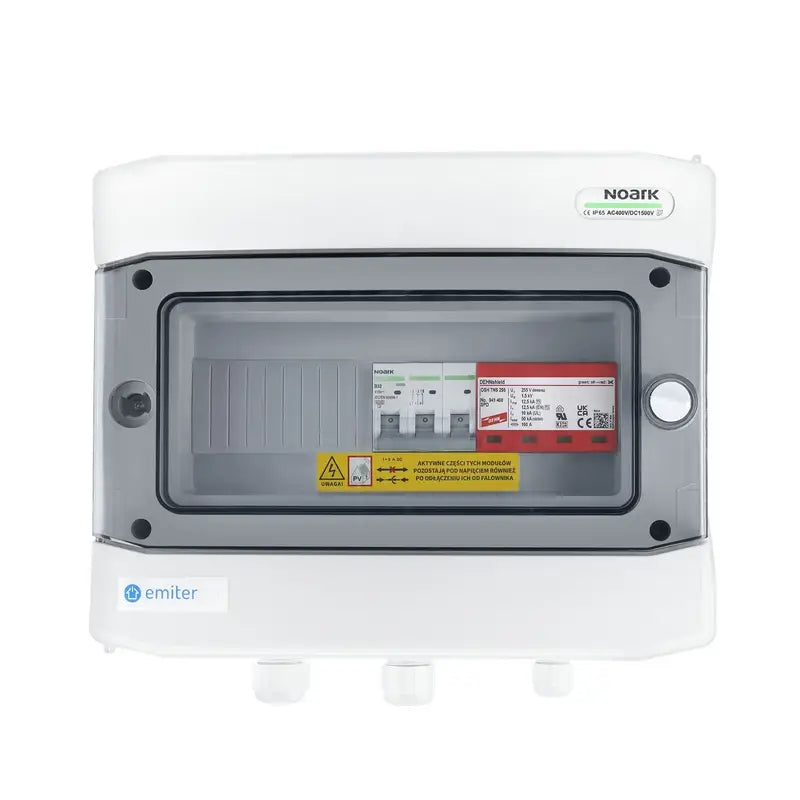 EMITER EM-470_AC Tableau de distribution AC, IP65, SPD AC Dehn type 2, disjoncteur 50A 3-F, RCD type A 63A/300mA
