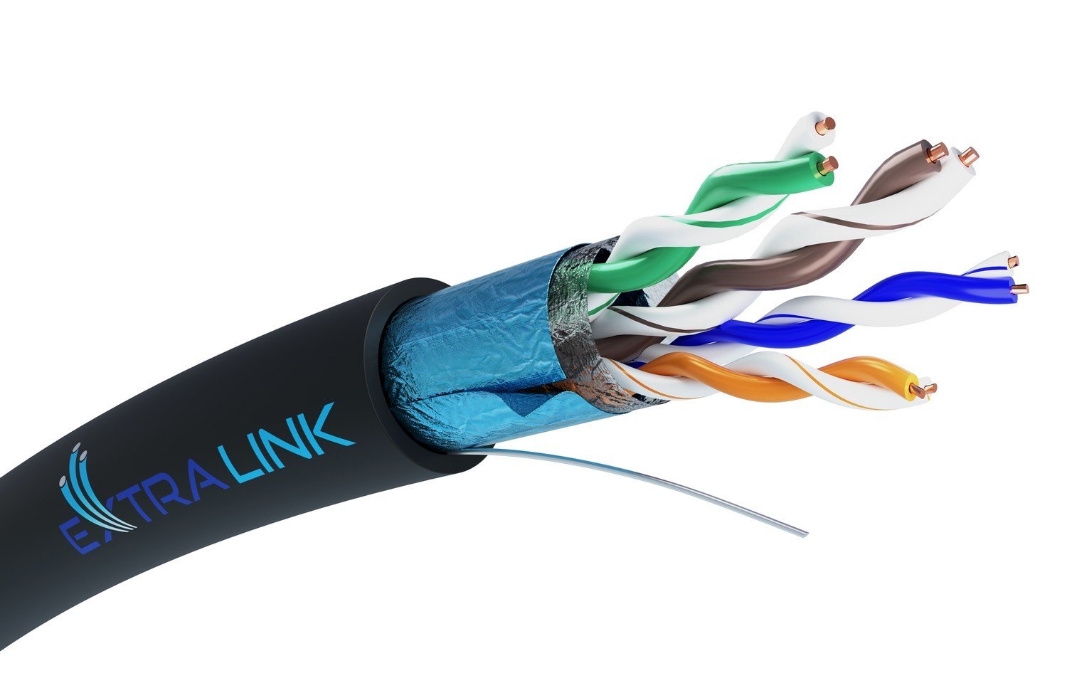 Extralink CAT5E FTP (F/UTP) V2 OUTDOOR TWISTED PAIR 305M - Kabel - Netzwerk câble de réseau Noir F/UTP (FTP) Rond