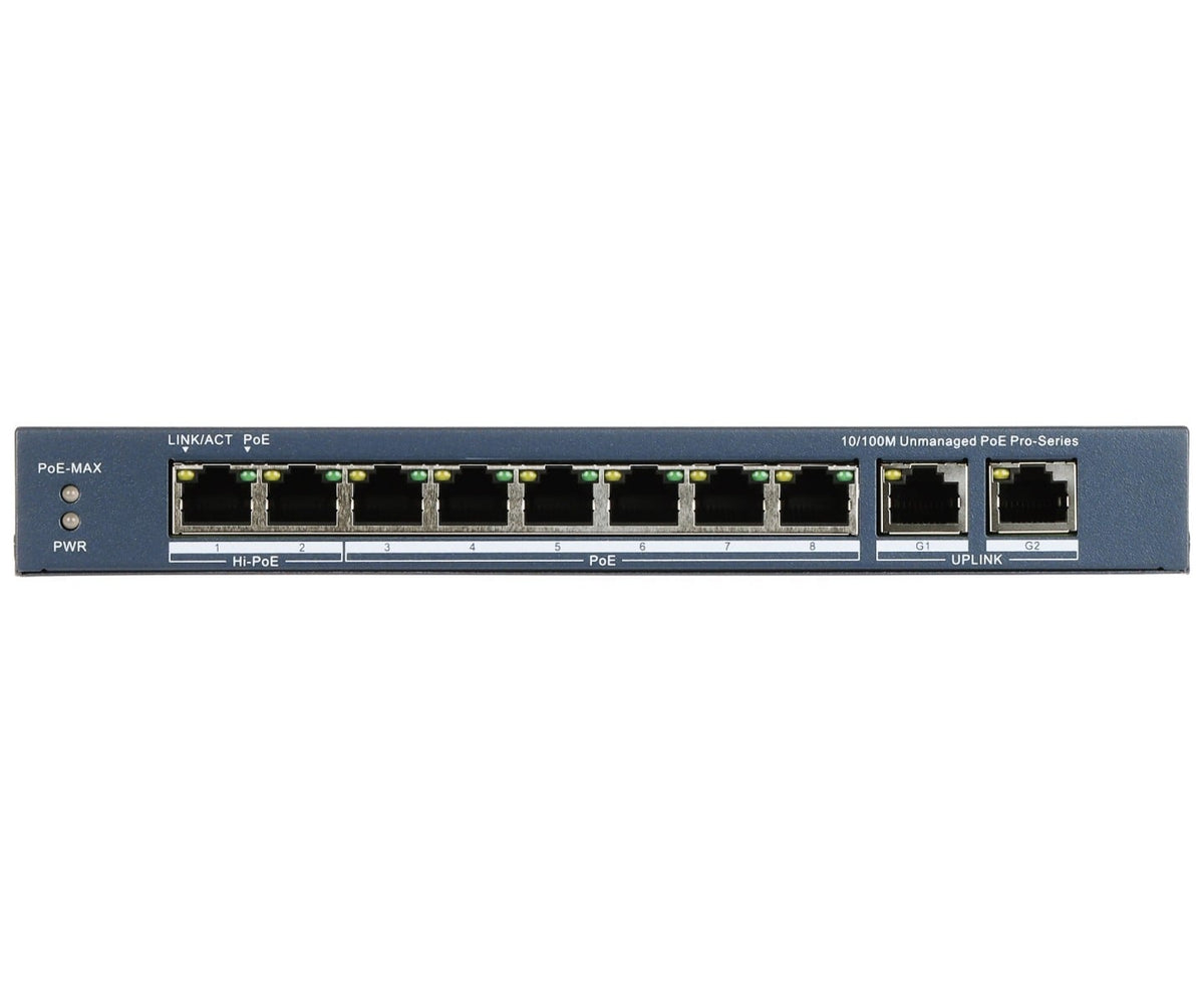 Hikvision DS-3E0310HP-E(C) commutateur réseau Non-géré Fast Ethernet (10/100) Connexion Ethernet, supportant l'alimentation via ce port (PoE) Bleu