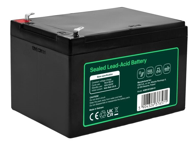 Green Cell AGM12V12AH-J AGM VRLA 12V 12Ah sans entretien Batterie pour caisse enregistreuse, jouet, caméra (152x99x100mm)