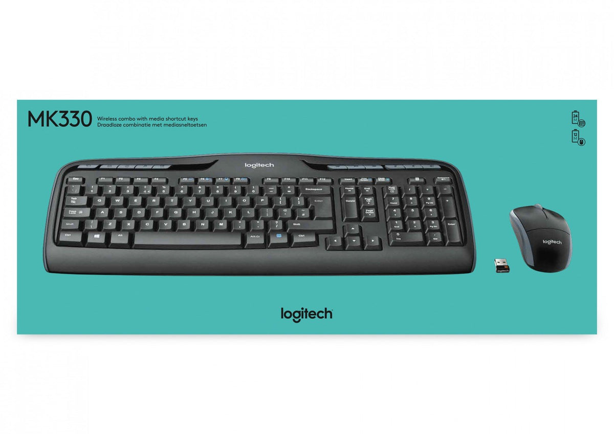 Logitech MK330 clavier Souris incluse Bureau USB QWERTY US International Noir