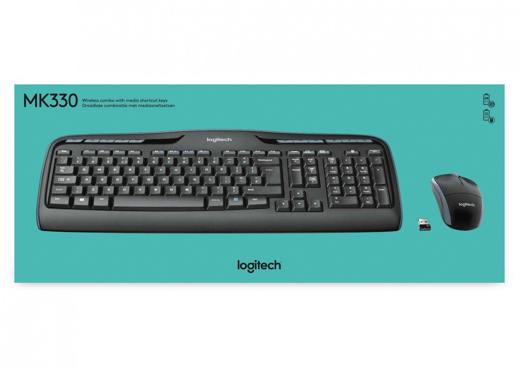 Logitech MK330 clavier Souris incluse Bureau USB QWERTY US International Noir
